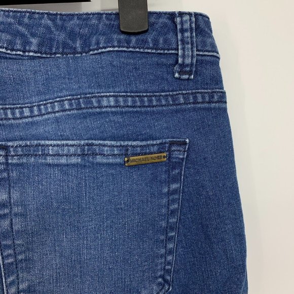 Michael Kors Jeans Izzy Skinny Blue Denim Raw Fray Hem Mid Rise - Picture 7 of 9